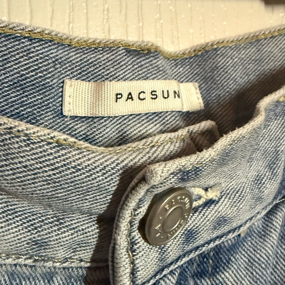 Pacsun High Rise Straight Light Blue Ripped Jeans - Picture 2 of 5